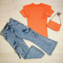 Denim Cargo Flared Jeans