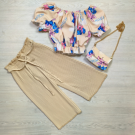 Stitch & Pleated set - Beige