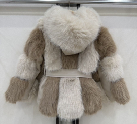 Double furry jacket - beige/camel