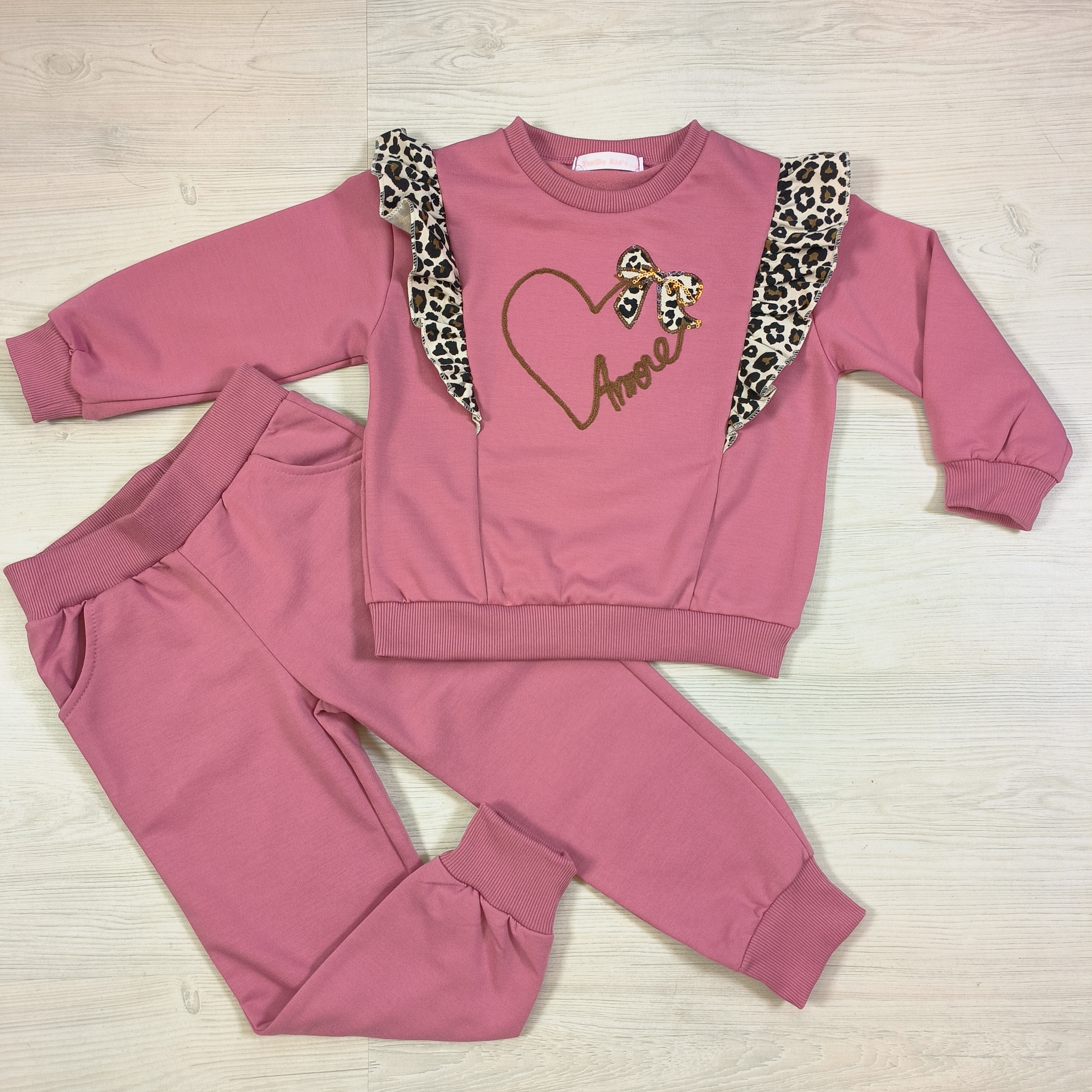 Amore leopard set - roze