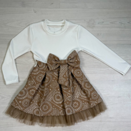 Bow belle dress - beige/wit