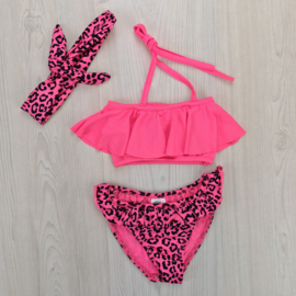 Leopard bikini & Headband - fuchsia