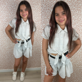 Glitter striped skort set - beige