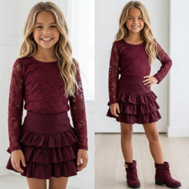 New Ruffle Layer Skort - bordeaux