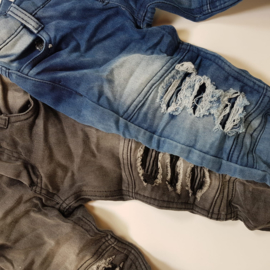 Distressed Blue & Grey biker jeans
