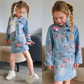 Denim skirt & Flower set