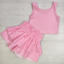 Leopard Dreams Skort Set - roze