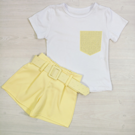 Bling Pocket Short Set - geel (verzenddatum 24 apr)
