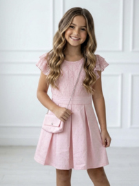 Glitter Bloom Party Dress- roze