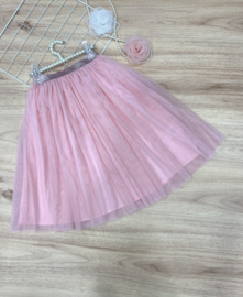 Glitter long tule skirt - roze