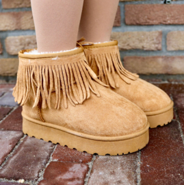 Camel fringe winter boots