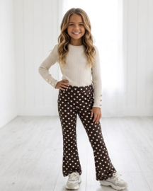 Golden Button Rib Top - beige
