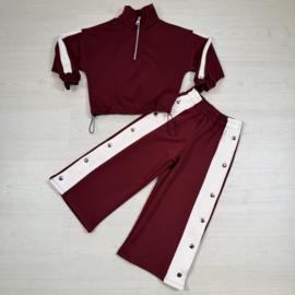 Buttoned striped tracksuit - bordeaux