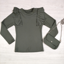 Bagged ruffled longsleeves - legergroen