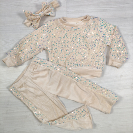 Twinkle velvet baby set - beige