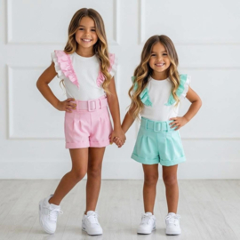 Pastel Ruffle Short Set - mint