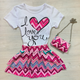 I love you zigzag set - fuchsia