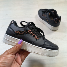 Touch of leopard sneakers - Zwart