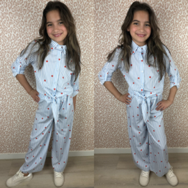 Striped hearts set - blauw