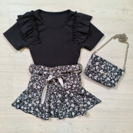 Girly flower set - zwart 