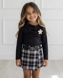 Bloom Plaid Skort Set - zwart