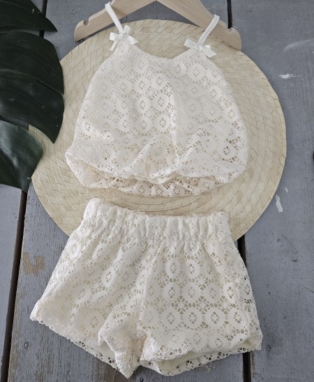 Cute broderie set - beige