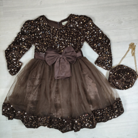 Twinkle Bow Party Dress - bruin