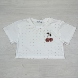 Cherry bling top - wit