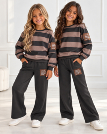 Bold Perfect Stripe Tracksuit - zwart/taupe (verzenddatum 9 okt)