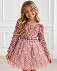 Enchanted Flower Sequin Dress - roze