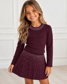 Glam knit skirt set - bordeaux