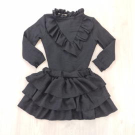 Ruffled V set - black