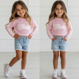 Street Knit Crop Sweater - roze