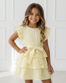 Ruffle Layer Mousseline Dress - geel