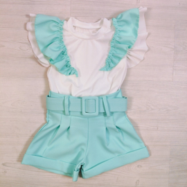 Pastel Ruffle Short Set - mint