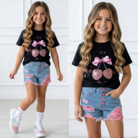 So pink denim shorts