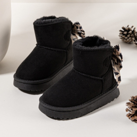 Cozy bow boots - black/leo (verzenddatum 30 okt)