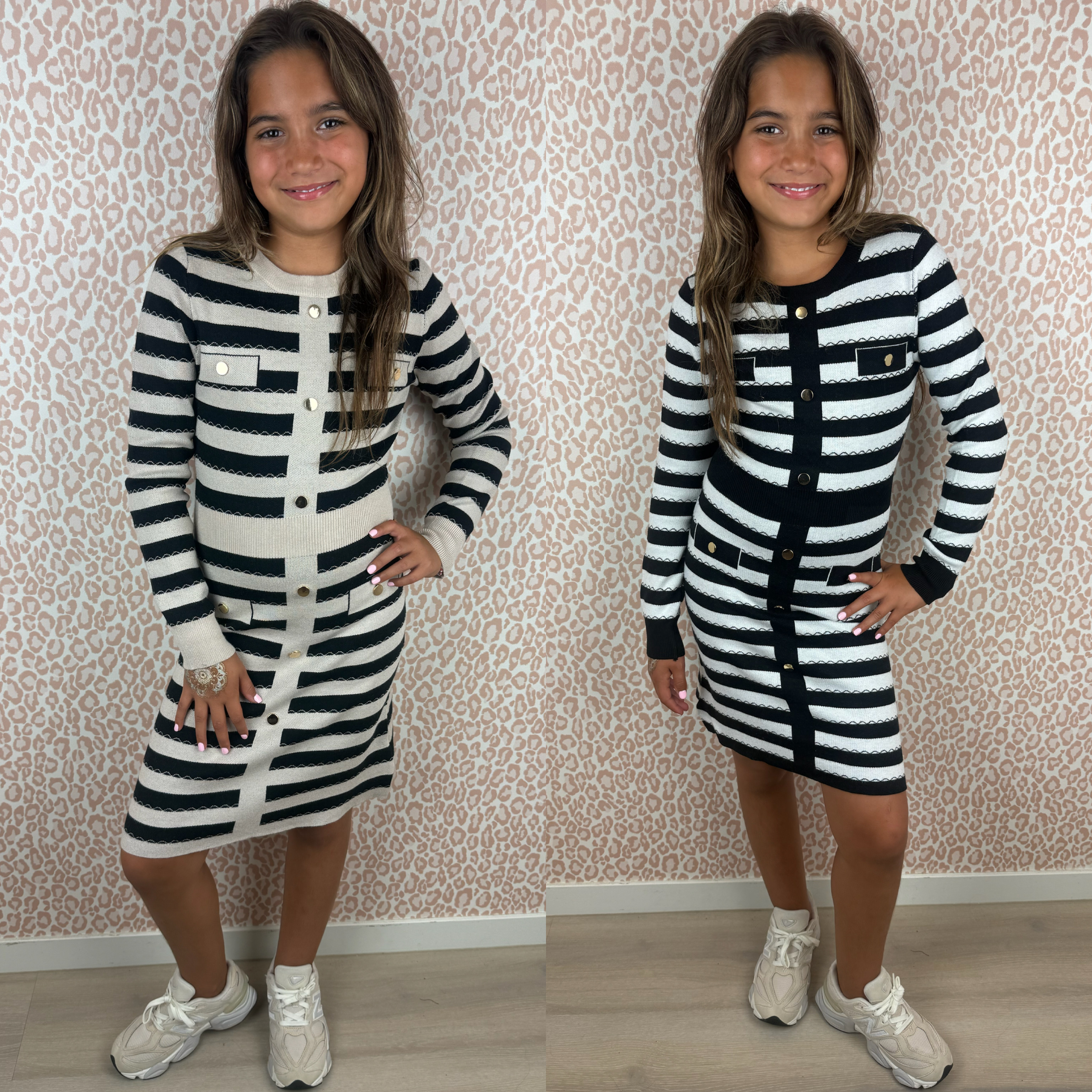 Gold buttoned knitted dress