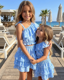 Polka Dot One Shoulder Set - blauw