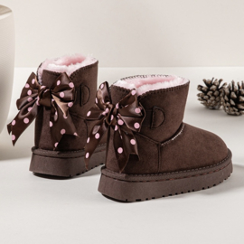 Cozy bow boots - brown/dotted (verzenddatum 30 okt)