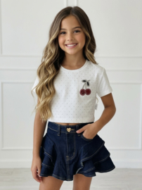 Cherry bling top - wit