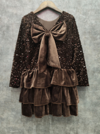Velvet Bow layered dress - bruin