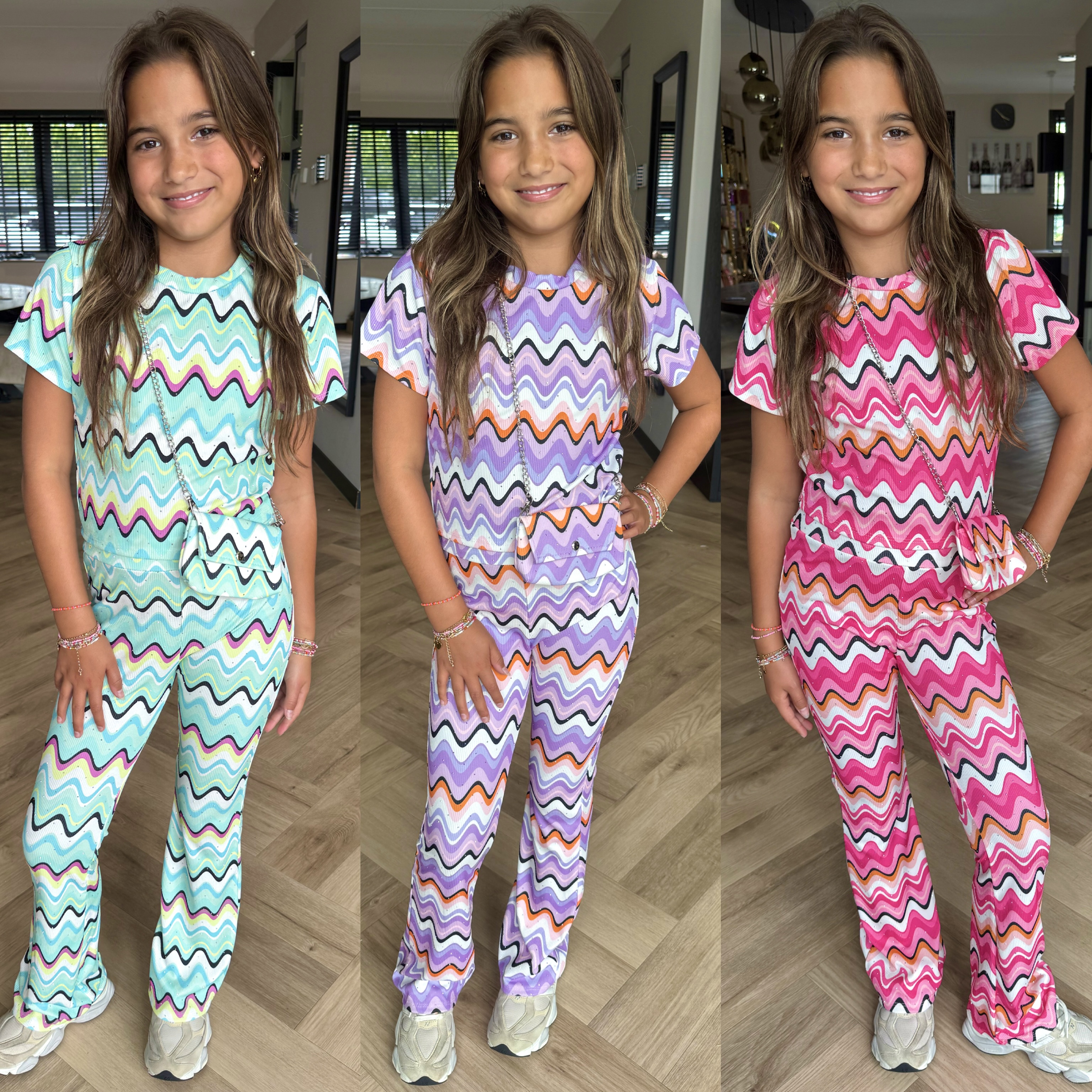 Glitter zigzag set & bag - 3 colors