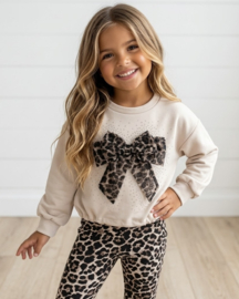 Bling Leopard Bow Set - beige