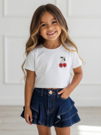 Cherry bling top - wit