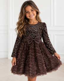 Choco Ruffle Party Dress (verzenddatum 9 okt)