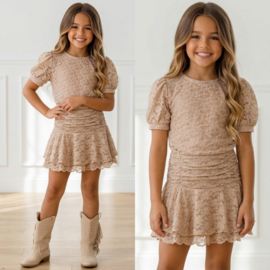 Rosie Lace Skirt Set - beige