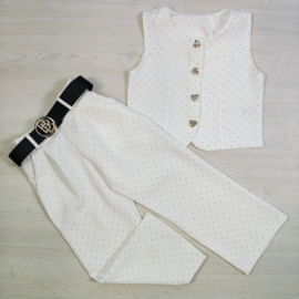 Heart Sparkle Wide Leg Set - wit