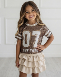 Sequin Varsity Glam Tee - brons 07