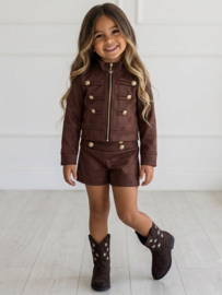 Beat It Velvet Skort Set - bruin
